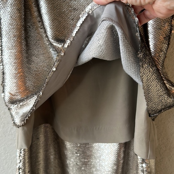 Banana Republic Pewter Sequin Layered Spaghetti Strap Mini Dress Size 6 - Picture 7 of 16